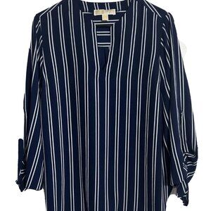 Michae-Neckl Kors Blue and White V Blouse